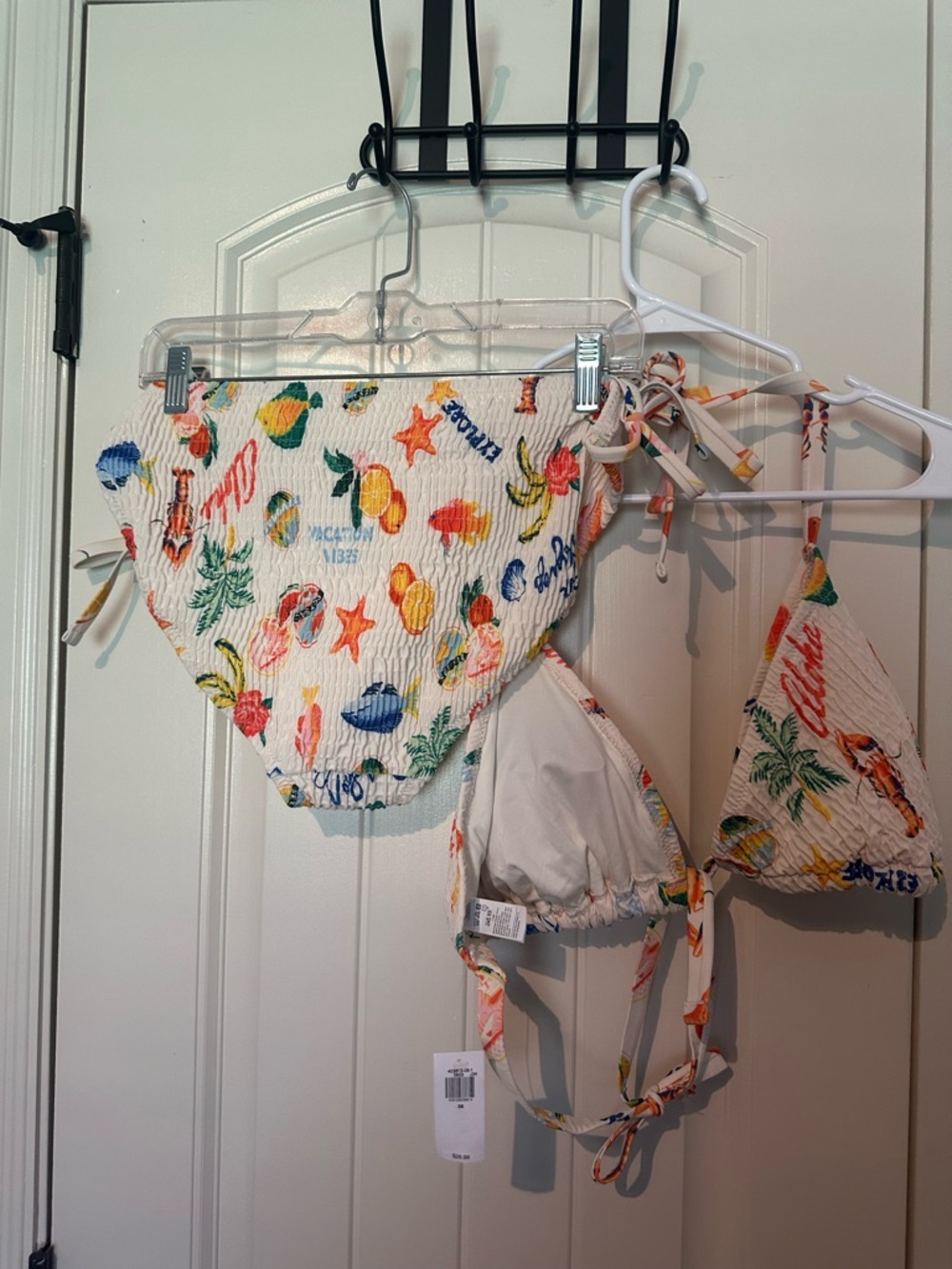 Old Navy White Smocked Bikini Top with Orange Starfish Print - Picture 3 of 5